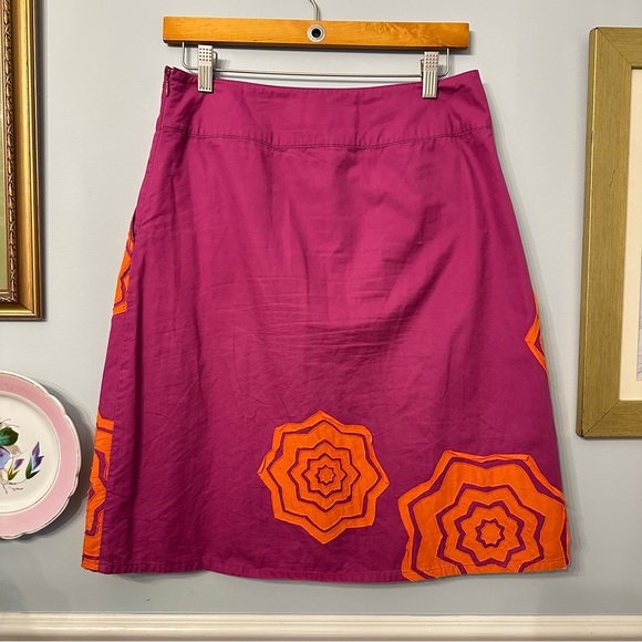 Boden Skirt Size 10 A-Line Midi Artsy Appliqué Maximalist Whimsical Y2K - Picture 2 of 8